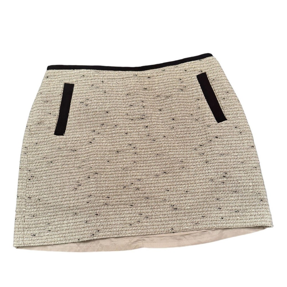 NWT‎ Banana Republic Size 12 Woven Mini Shimmer Skirt Pencil Gold Beige Pockets